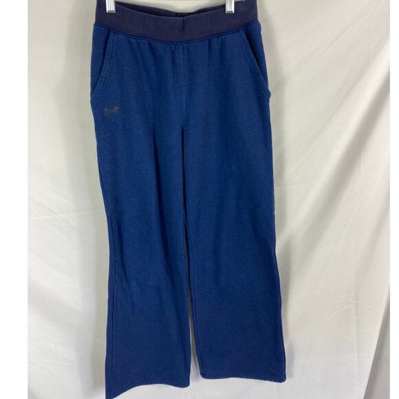 Under Armour Loose Dark Blue Wide Leg Fleece Sweatpants Size Small - Picture 1 of 3